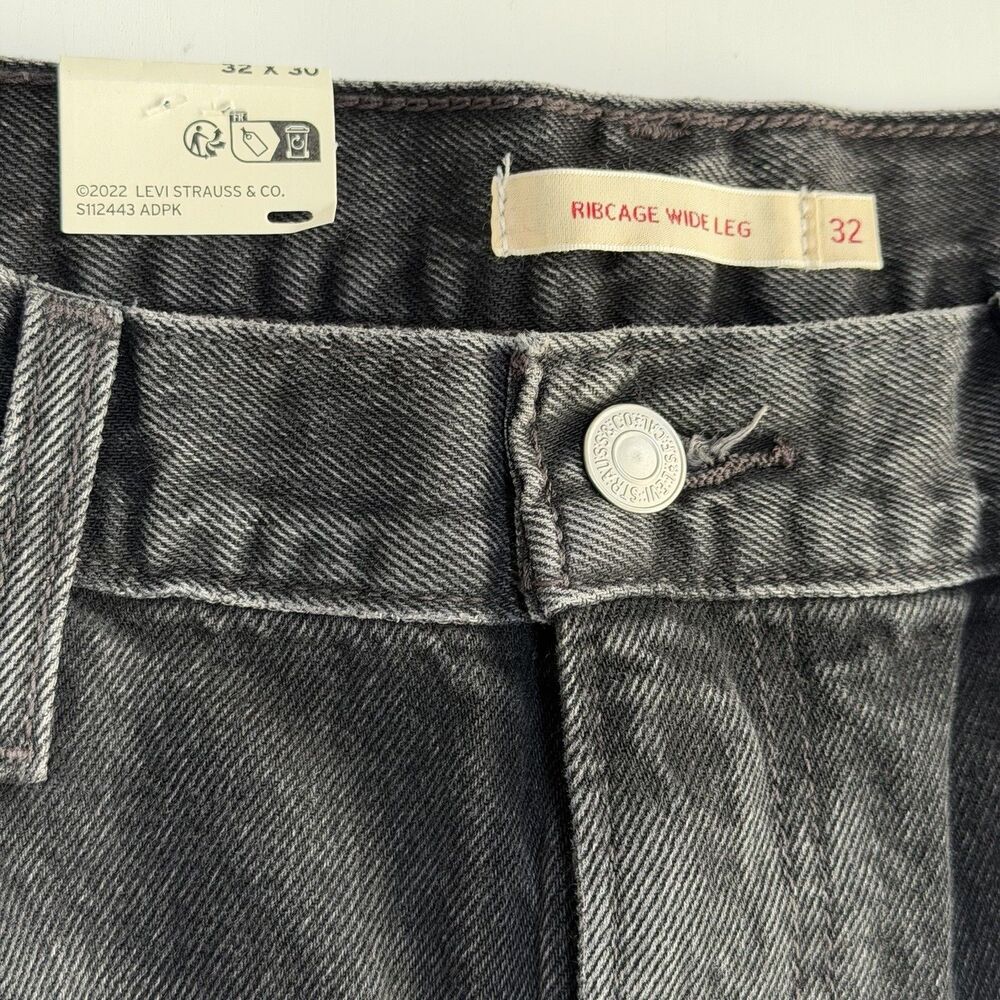 Levi's Premium Ribcage Wide Leg Women's Jeans 32 X 30 Black Big “E” New NWT - Picture 3 of 9